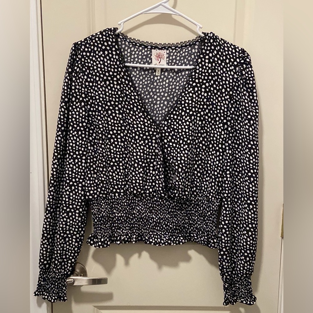 Black and White Polka Dot Women's Top